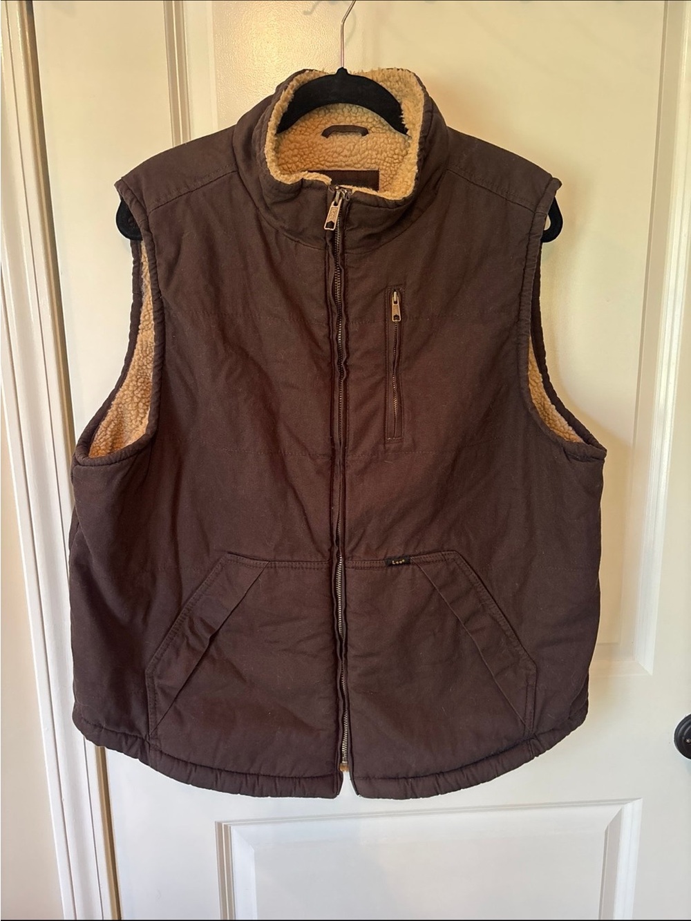 Lee Workwear Brown Sherpa-Lined Vest - Casual Layering